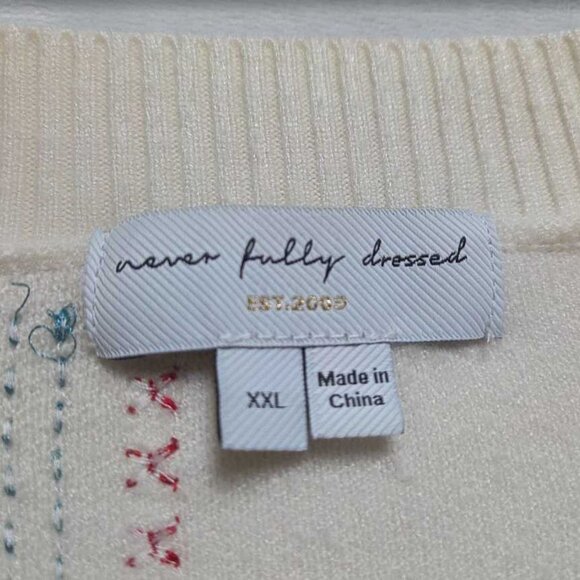 XXL Never Fully Dressed x Anthropologie embroidered work cardigan sweater - Picture 5 of 12